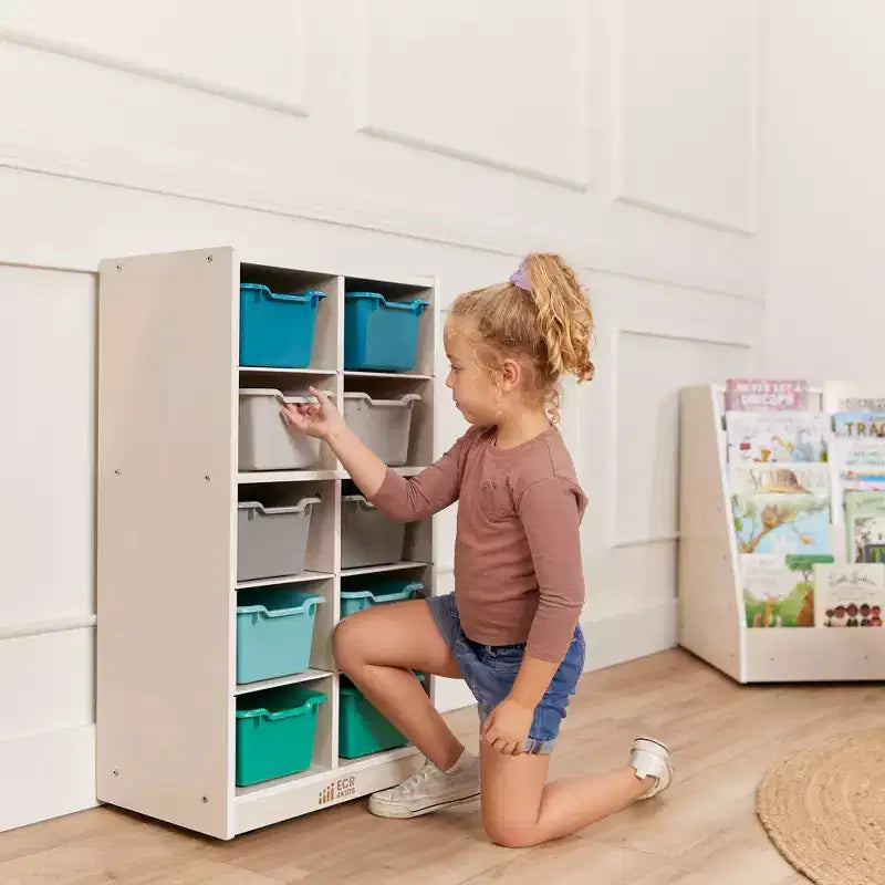 ECR4Kids 10 Cubby Mobile Tray Cabinet and 10 Scoop Front Bins, 5x2, Kids Furniture
