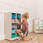 ECR4Kids 10 Cubby Mobile Tray Cabinet and 10 Scoop Front Bins, 5x2, Kids Furniture