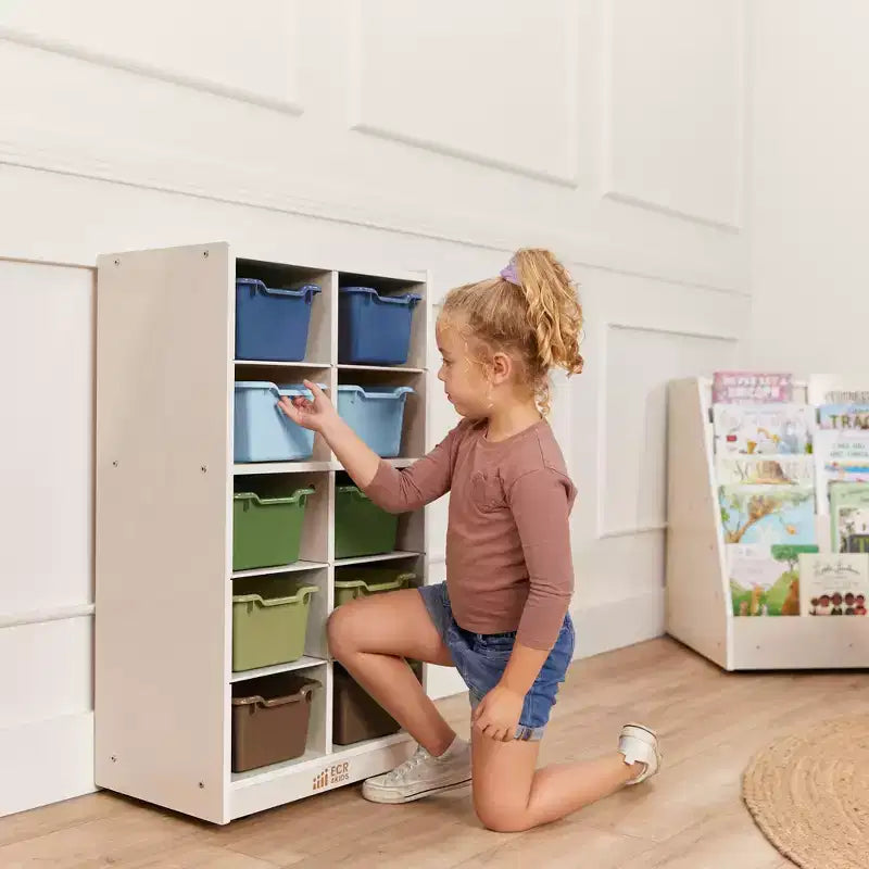 ECR4Kids 10 Cubby Mobile Tray Cabinet and 10 Scoop Front Bins, 5x2, Kids Furniture