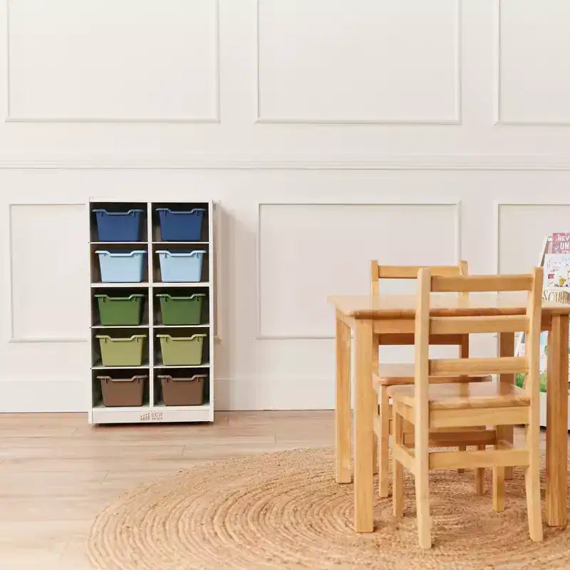 ECR4Kids 10 Cubby Mobile Tray Cabinet and 10 Scoop Front Bins, 5x2, Kids Furniture