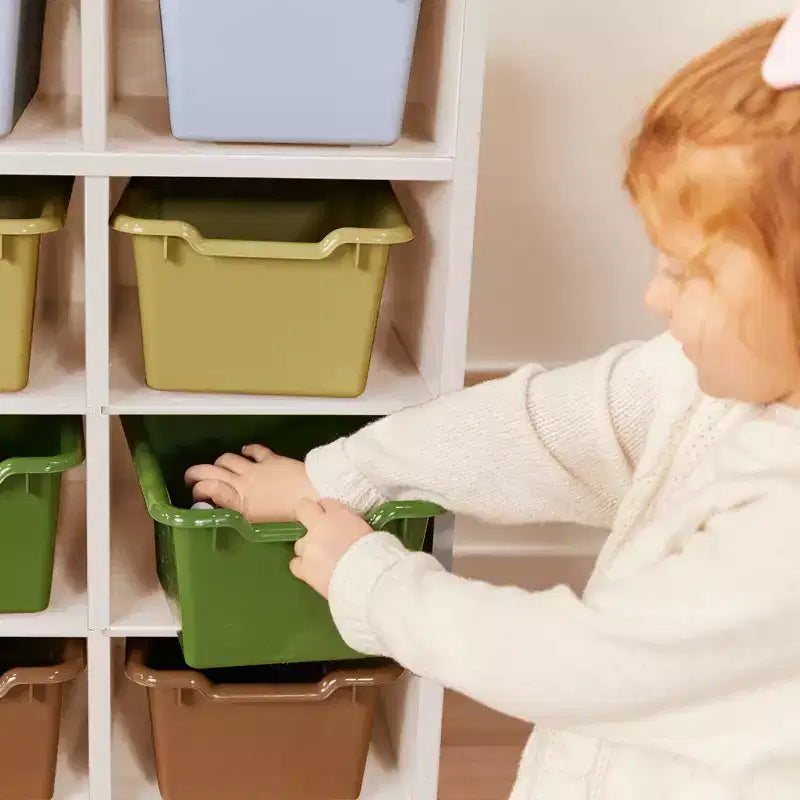 ECR4Kids 10 Cubby Mobile Tray Cabinet and 10 Scoop Front Bins, 5x2, Kids Furniture