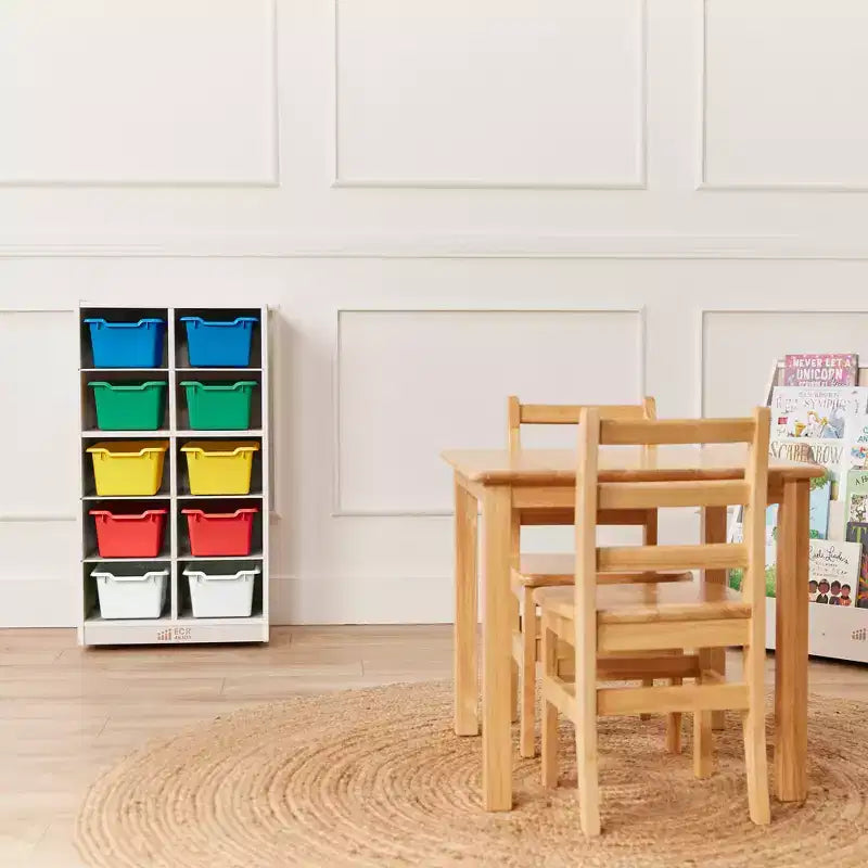 ECR4Kids 10 Cubby Mobile Tray Cabinet and 10 Scoop Front Bins, 5x2, Kids Furniture