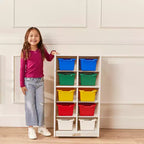 ECR4Kids 10 Cubby Mobile Tray Cabinet and 10 Scoop Front Bins, 5x2, Kids Furniture