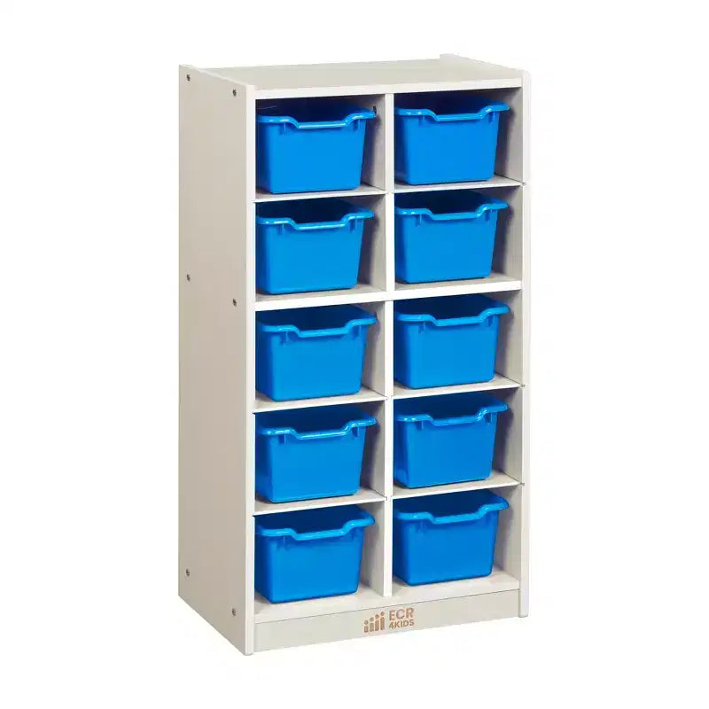 Mobile ECR4Kids 10 Cubby con 10 contenitori frontali a "scoop", 5x2, mobili per bambini