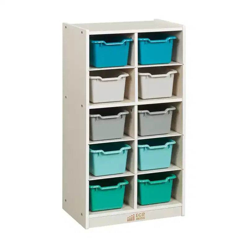 Mobile ECR4Kids 10 Cubby con 10 contenitori frontali a "scoop", 5x2, mobili per bambini
