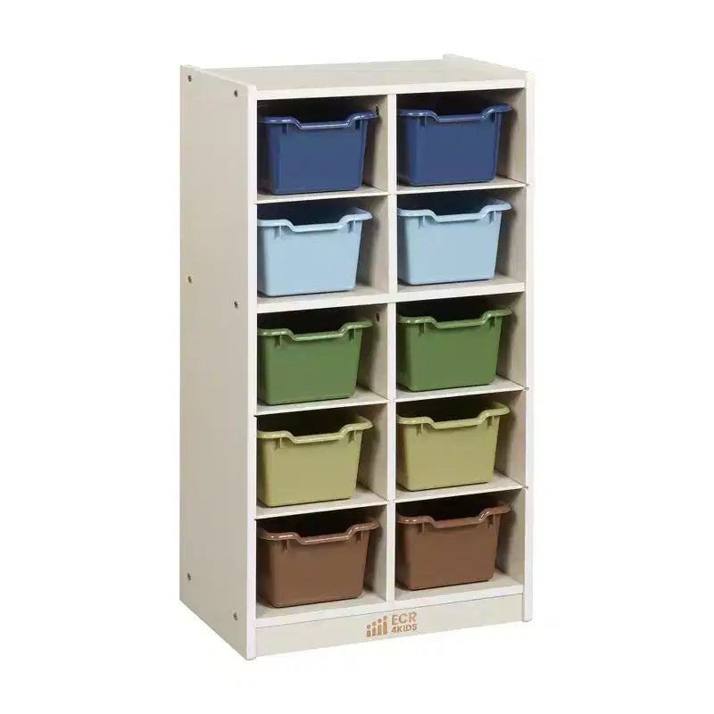 Mobile ECR4Kids 10 Cubby con 10 contenitori frontali a "scoop", 5x2, mobili per bambini