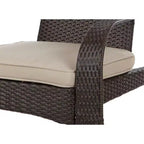 Poltrona lounge in vimini Coconino Balkene Home, cuscino beige per tutte le stagioni, leggera e resistente in stile Adirondack, finitura moka