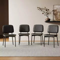 Luck Live Mid-century Modern Dining Chair, Upholstered Leather Seat Back, Stylish Side Chair For Kitchen Dining Room Living Room, Black