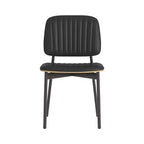 Luck Live Mid-century Modern Dining Chair, Upholstered Leather Seat Back, Stylish Side Chair For Kitchen Dining Room Living Room, Black