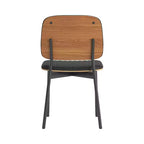 Luck Live Mid-century Modern Dining Chair, Upholstered Leather Seat Back, Stylish Side Chair For Kitchen Dining Room Living Room, Black