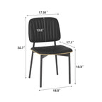 Luck Live Mid-century Modern Dining Chair, Upholstered Leather Seat Back, Stylish Side Chair For Kitchen Dining Room Living Room, Black