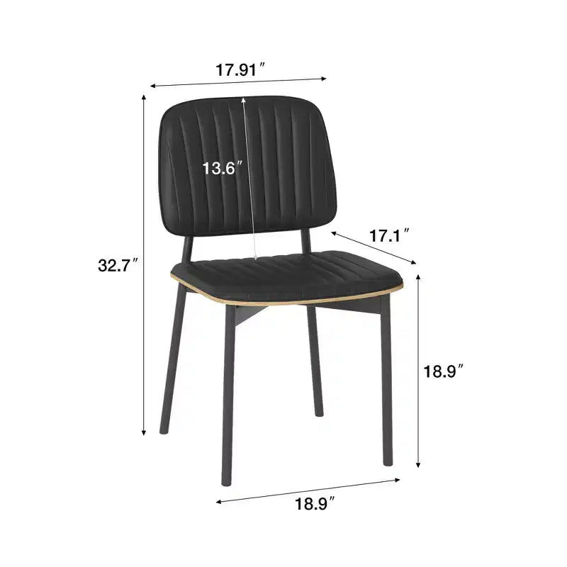 Luck Live Mid-century Modern Dining Chair, Upholstered Leather Seat Back, Stylish Side Chair For Kitchen Dining Room Living Room, Black