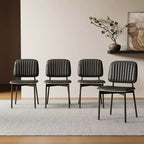 Luck Live Mid-century Modern Dining Chair, Upholstered Leather Seat Back, Stylish Side Chair For Kitchen Dining Room Living Room, Black