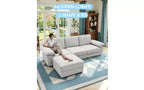 GDFStudio Cleo 105.5'' Modern Convertible L-Shaped 4-Seater Velvet Upholstered Sectional Sofa