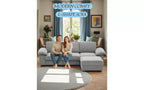 GDFStudio Cleo 105.5'' Modern Convertible L-Shaped 4-Seater Velvet Upholstered Sectional Sofa