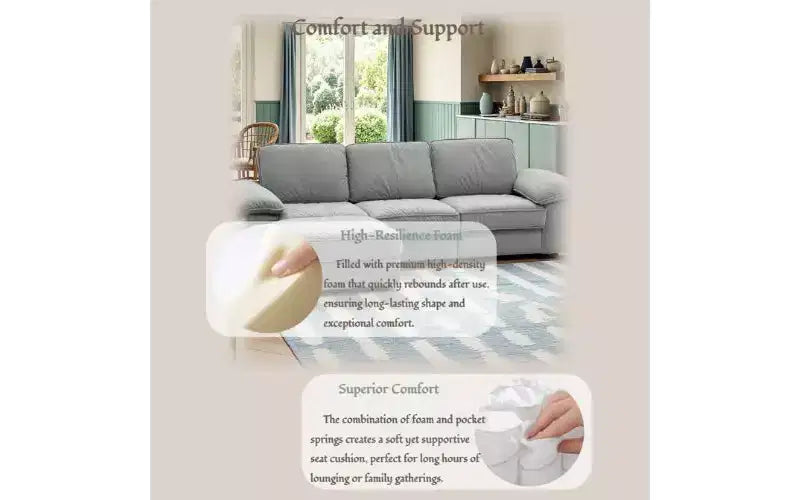 GDFStudio Cleo 105.5'' Modern Convertible L-Shaped 4-Seater Velvet Upholstered Sectional Sofa