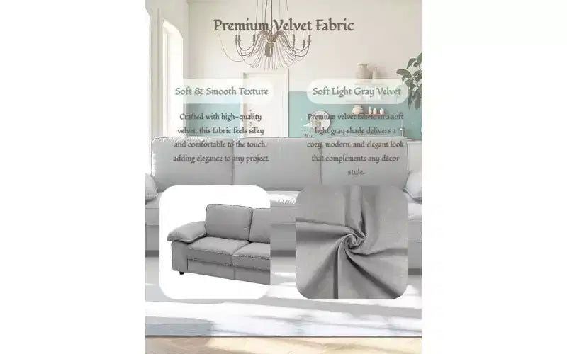 GDFStudio Cleo 105.5'' Modern Convertible L-Shaped 4-Seater Velvet Upholstered Sectional Sofa