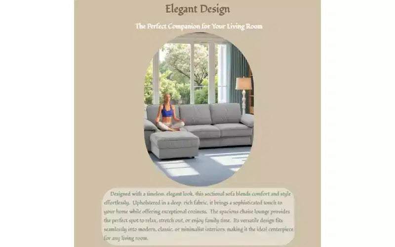 GDFStudio Cleo 105.5'' Modern Convertible L-Shaped 4-Seater Velvet Upholstered Sectional Sofa