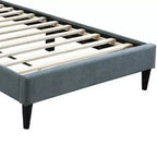 Royal Hampton Twin Bed, Tufted Gray Linen Upholstery, Biscuit Tufted Stitch