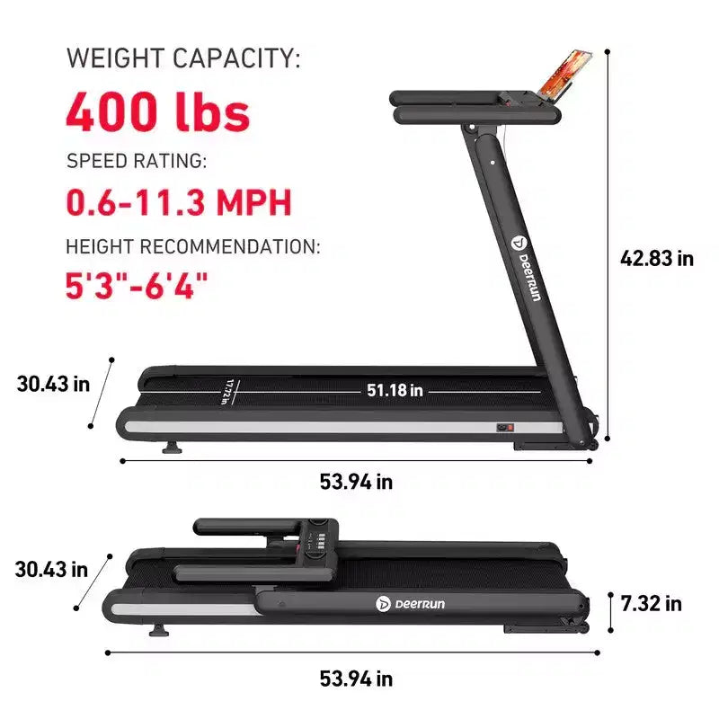 Tapis roulant DeerRun X20 con inclinazione automatica al 15%, tapis roulant con pedana completa, portata 180 kg