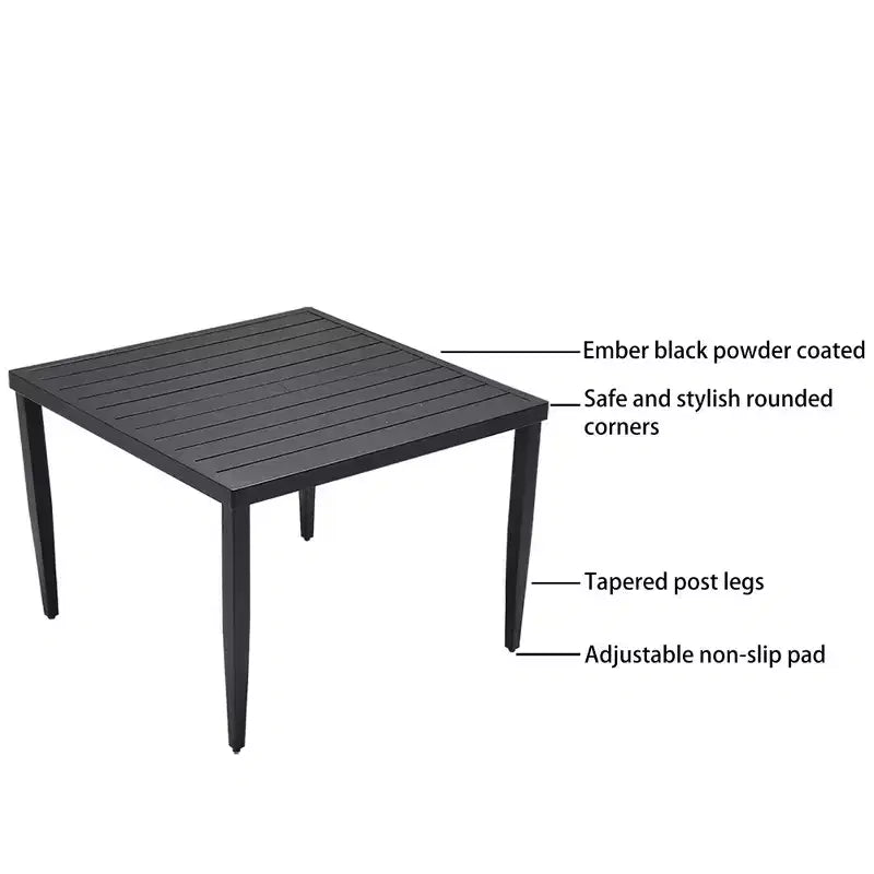 Lightweight Aluminum Frame Square Table For Lawn, Garden,