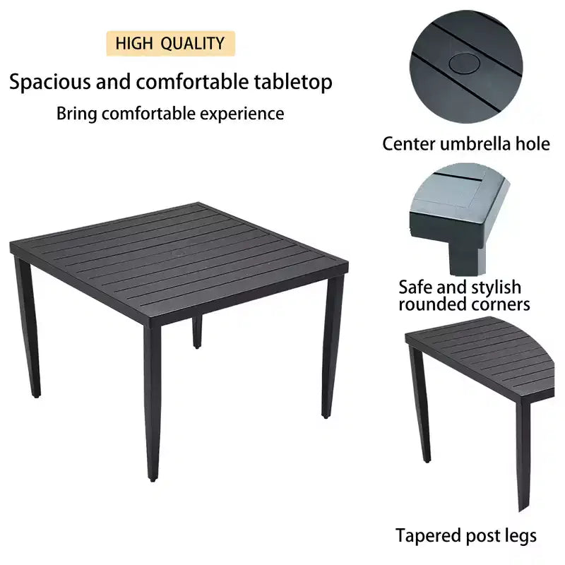 Lightweight Aluminum Frame Square Table For Lawn, Garden,