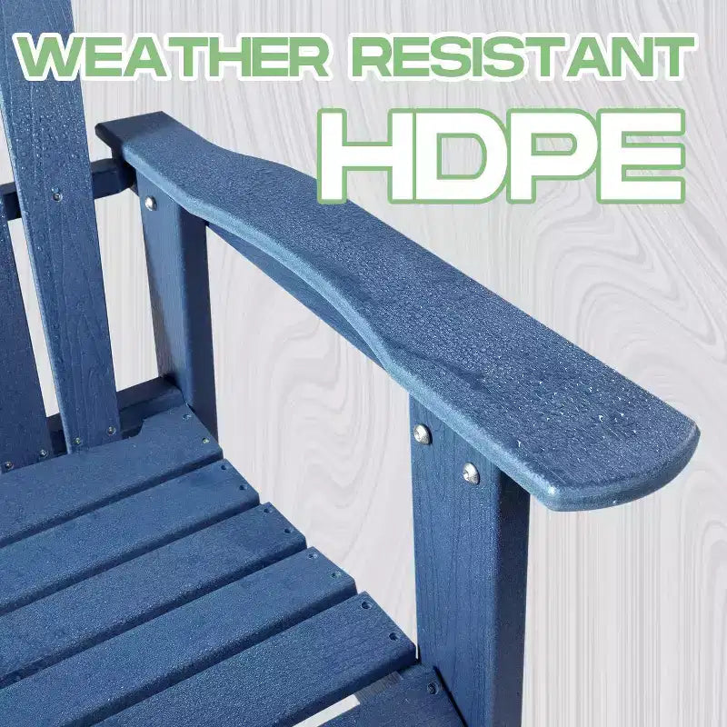 Acekool Folding Adirondack Chair with Deep Seat, Wide Armrests, Waterproof and UV Resistant Plastic, Portable Outdoor Patio and Lawn Seating