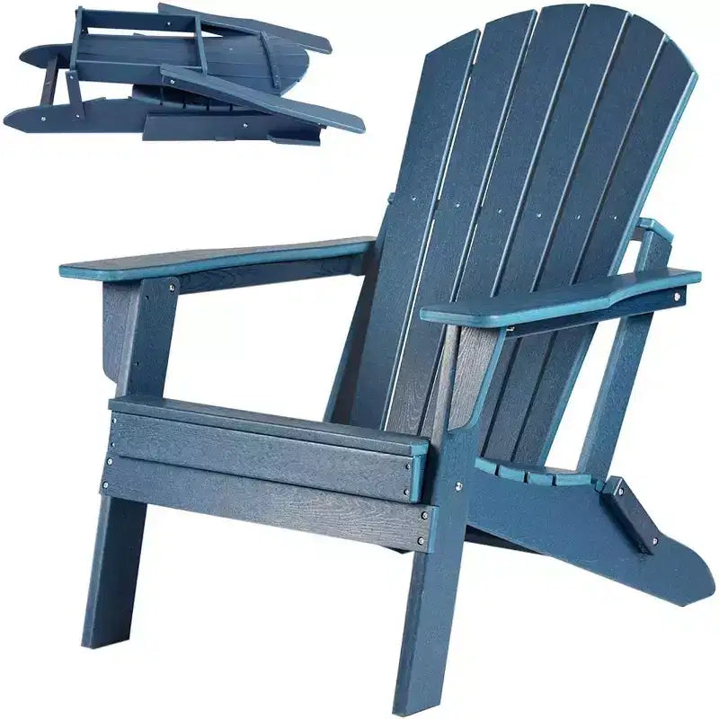 Acekool Folding Adirondack Chair with Deep Seat, Wide Armrests, Waterproof and UV Resistant Plastic, Portable Outdoor Patio and Lawn Seating