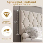COZONY Velvet Upholstered Twin Bed Frame, Adjustable Headboard Wood Slat Support Metal Frame
