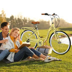 NAYSAYE 24 Bici Cruiser da Spiaggia per Donne Bici da Donna 7 Velocità Bici Cruiser Complete con Doppio Freno a V, Bici da Città per Adulti per Donne, Uomini