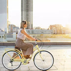 NAYSAYE 24 Bici Cruiser da Spiaggia per Donne Bici da Donna 7 Velocità Bici Cruiser Complete con Doppio Freno a V, Bici da Città per Adulti per Donne, Uomini