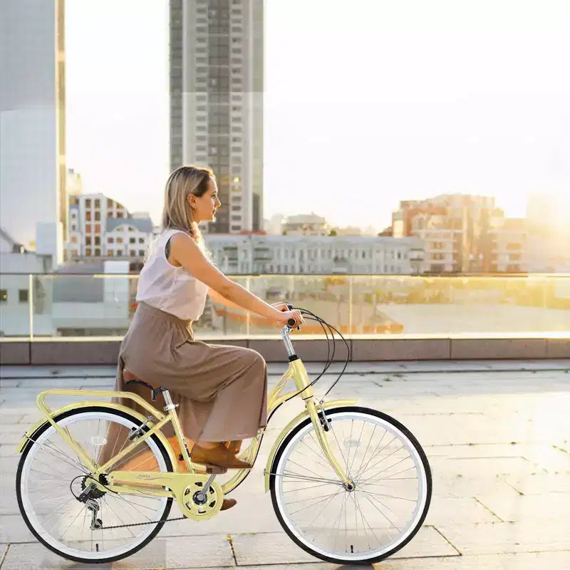 NAYSAYE 24 Bici Cruiser da Spiaggia per Donne Bici da Donna 7 Velocità Bici Cruiser Complete con Doppio Freno a V, Bici da Città per Adulti per Donne, Uomini