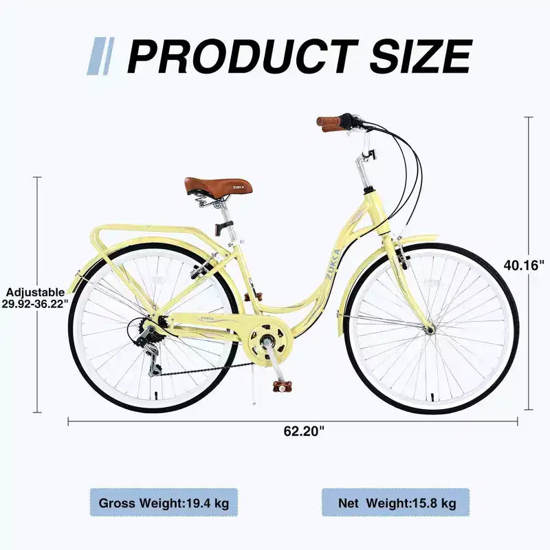NAYSAYE 24 Bici Cruiser da Spiaggia per Donne Bici da Donna 7 Velocità Bici Cruiser Complete con Doppio Freno a V, Bici da Città per Adulti per Donne, Uomini