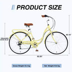 NAYSAYE 24 Bici Cruiser da Spiaggia per Donne Bici da Donna 7 Velocità Bici Cruiser Complete con Doppio Freno a V, Bici da Città per Adulti per Donne, Uomini