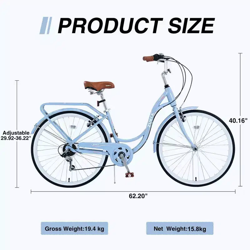 NAYSAYE 24 Bici Cruiser da Spiaggia per Donne Bici da Donna 7 Velocità Bici Cruiser Complete con Doppio Freno a V, Bici da Città per Adulti per Donne, Uomini