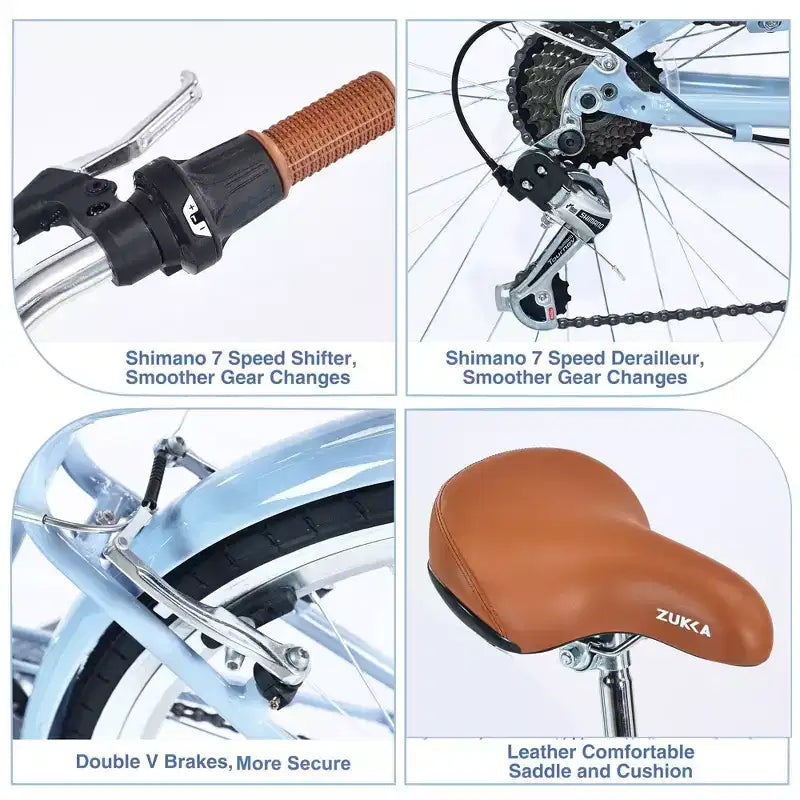 NAYSAYE 24 Bici Cruiser da Spiaggia per Donne Bici da Donna 7 Velocità Bici Cruiser Complete con Doppio Freno a V, Bici da Città per Adulti per Donne, Uomini