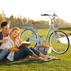 NAYSAYE 24 Bici Cruiser da Spiaggia per Donne Bici da Donna 7 Velocità Bici Cruiser Complete con Doppio Freno a V, Bici da Città per Adulti per Donne, Uomini