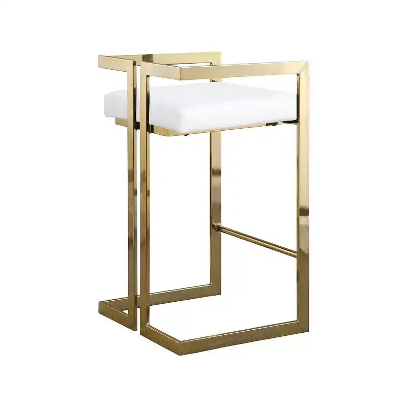 Meridian Furniture,Ezra White Vegan Leather Stool, Set of 2