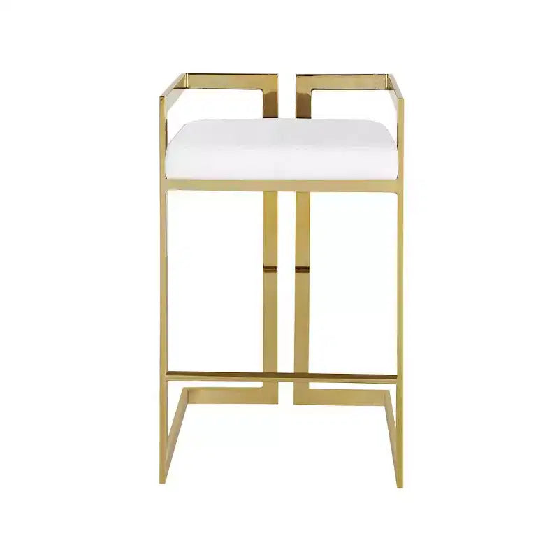 Meridian Furniture,Ezra White Vegan Leather Stool, Set of 2