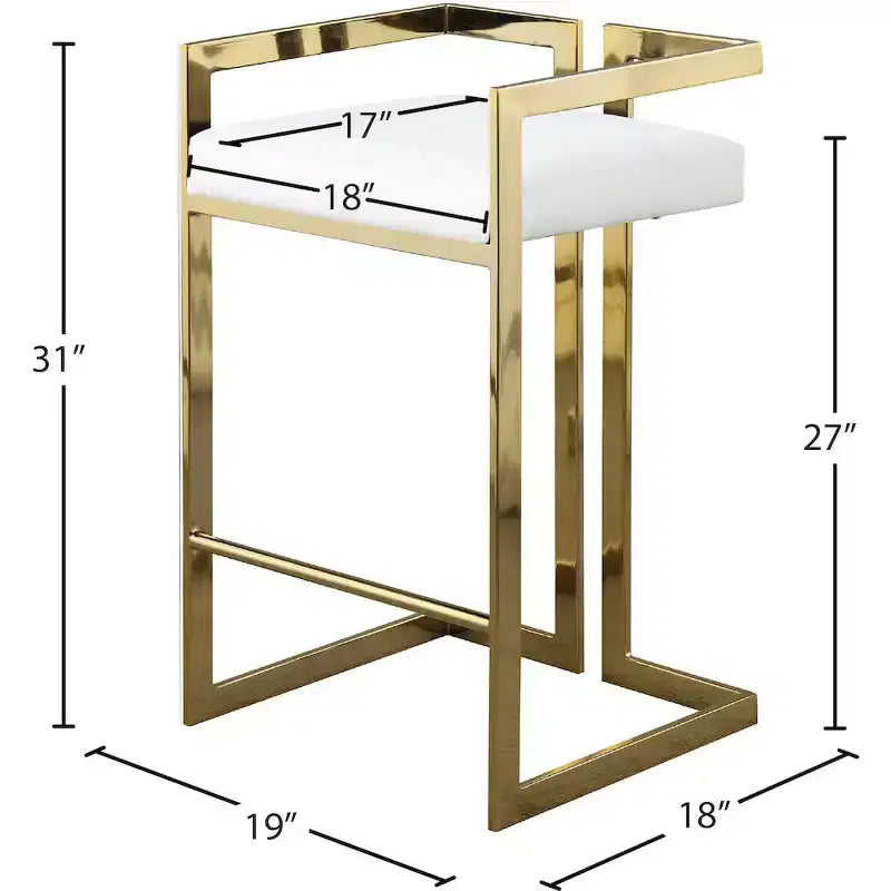 Meridian Furniture,Ezra White Vegan Leather Stool, Set of 2