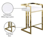Meridian Furniture,Ezra White Vegan Leather Stool, Set of 2