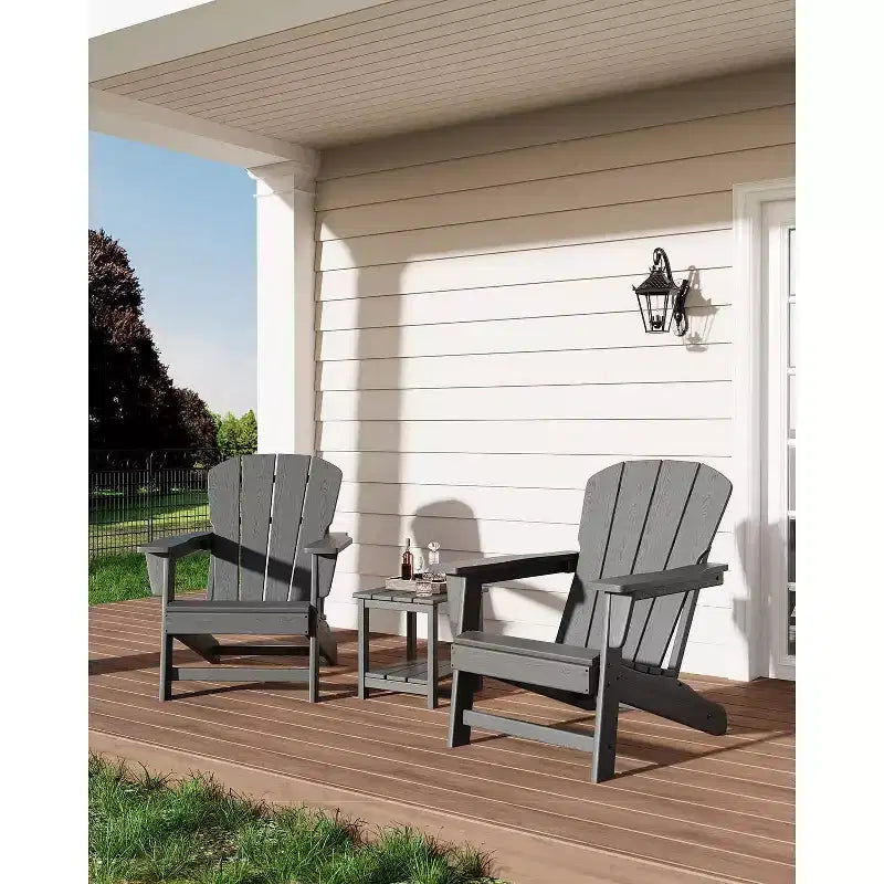 2-Pack HDPE Adirondack Chairs - Weather Resistant Outdoor Chairs for Patio/Lawn (380lbs Capacity, No Assembly Required)