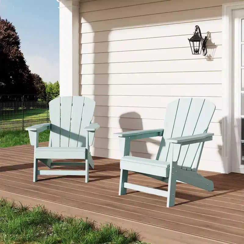 2-Pack HDPE Adirondack Chairs - Weather Resistant Outdoor Chairs for Patio/Lawn (380lbs Capacity, No Assembly Required)