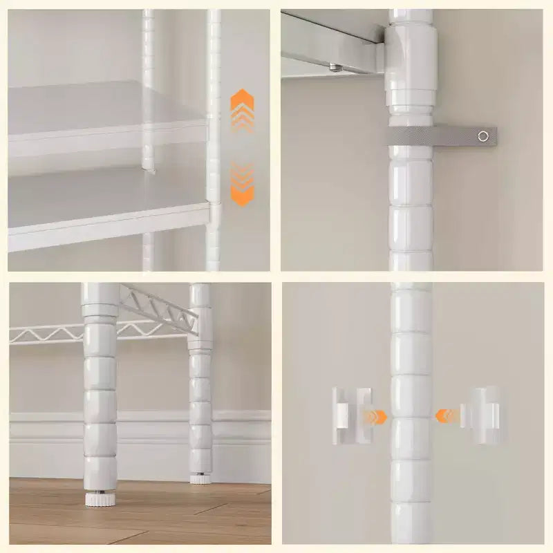 28 Adjustable Over Washer Dryer Organizer, 5-Tier Laundry Room Storage Rack, Double Wood Shelves, Space Saving Shelf Unit for Bathroom, Laundry