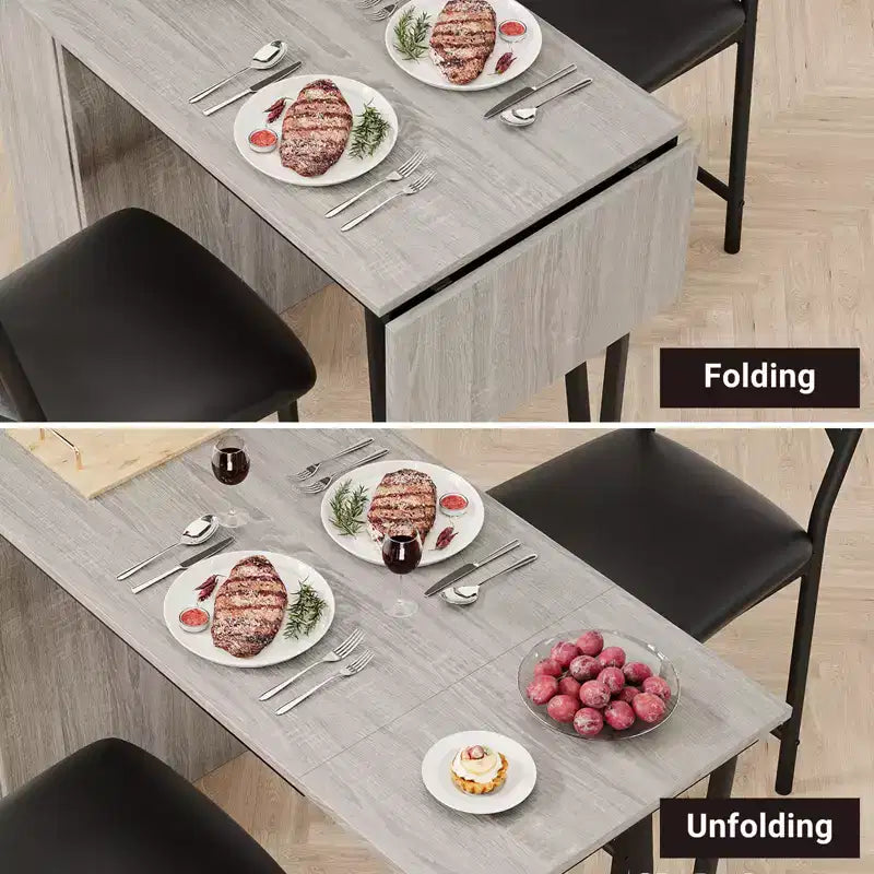 Set tavolo e sedie da bar con 2 sgabelli, tavolo da bar alto da cucina, set da pranzo in legno con altezza da bar, ripiani portaoggetti a 3 livelli, 2 sgabelli, per piccoli spazi