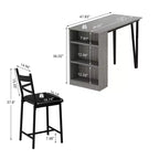 Set tavolo e sedie da bar con 2 sgabelli, tavolo da bar alto da cucina, set da pranzo in legno con altezza da bar, ripiani portaoggetti a 3 livelli, 2 sgabelli, per piccoli spazi