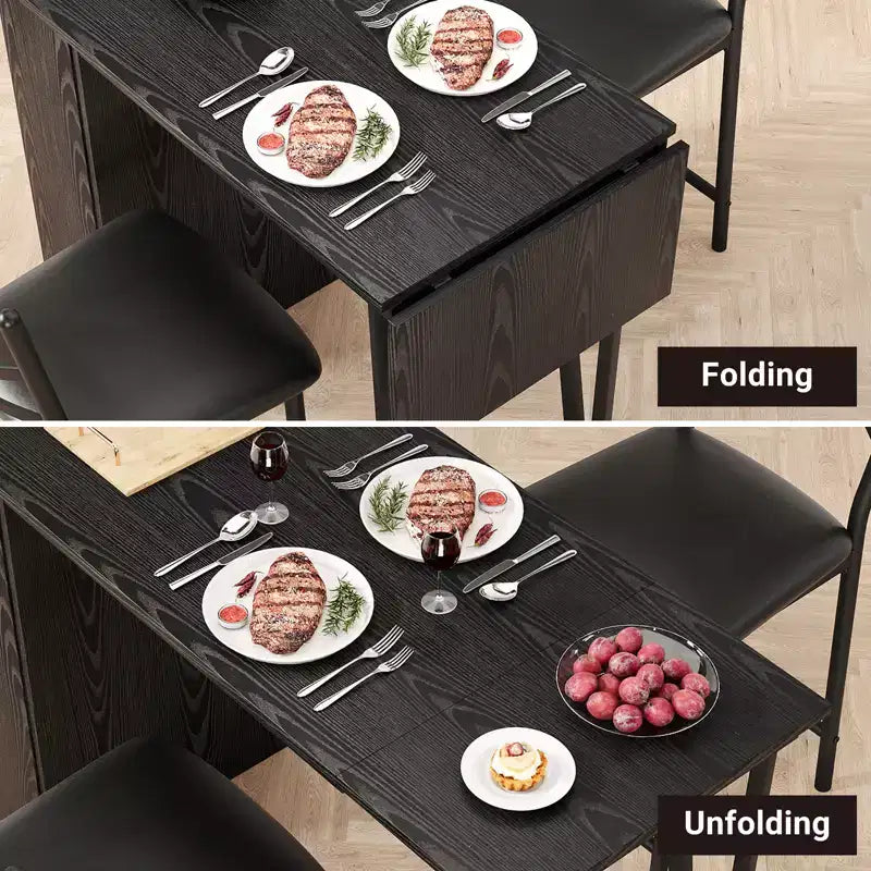 Set tavolo e sedie da bar con 2 sgabelli, tavolo da bar alto da cucina, set da pranzo in legno con altezza da bar, ripiani portaoggetti a 3 livelli, 2 sgabelli, per piccoli spazi
