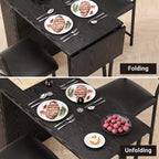 Set tavolo e sedie da bar con 2 sgabelli, tavolo da bar alto da cucina, set da pranzo in legno con altezza da bar, ripiani portaoggetti a 3 livelli, 2 sgabelli, per piccoli spazi
