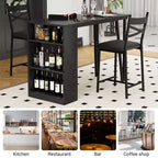 Set tavolo e sedie da bar con 2 sgabelli, tavolo da bar alto da cucina, set da pranzo in legno con altezza da bar, ripiani portaoggetti a 3 livelli, 2 sgabelli, per piccoli spazi