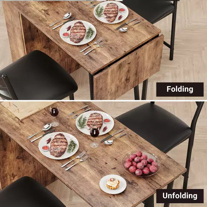 Set tavolo e sedie da bar con 2 sgabelli, tavolo da bar alto da cucina, set da pranzo in legno con altezza da bar, ripiani portaoggetti a 3 livelli, 2 sgabelli, per piccoli spazi